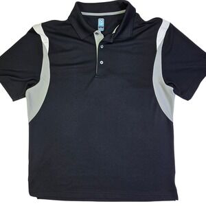 PGA Tour Mens Polo Shirt Large Black Grey Color Performance Golf Short Sleeve
